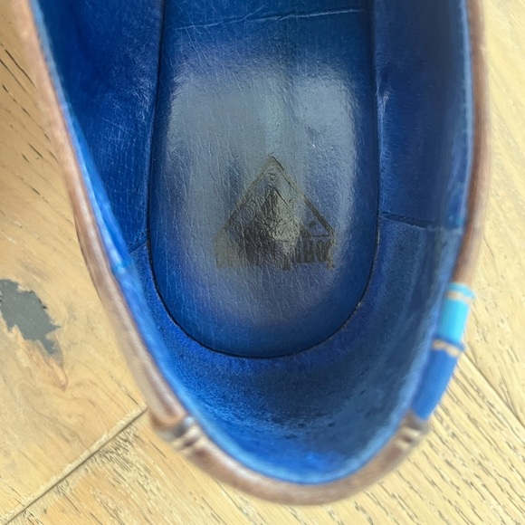 John Fluevog CBC Radio Derby Oxford Shoes Brown Leather Turquoise Women 8.5 - Picture 6 of 15